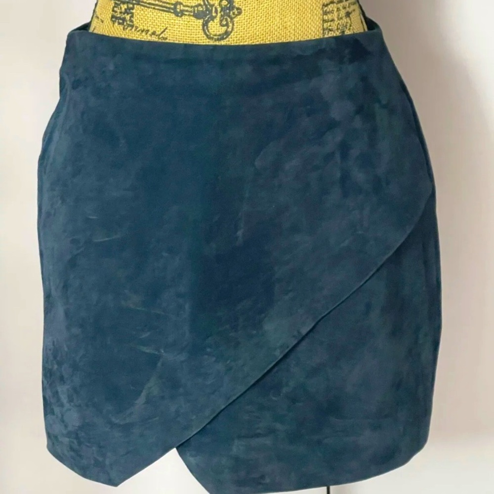 Mango Blue Suede Leather Mini Skirt Size 2
